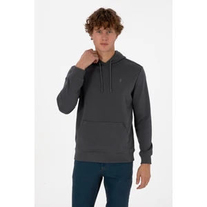 U.S. Polo Assn. Erkek Regular Fit Kapüşonlu Grı Basic Sweatshirt 50313720-VR024