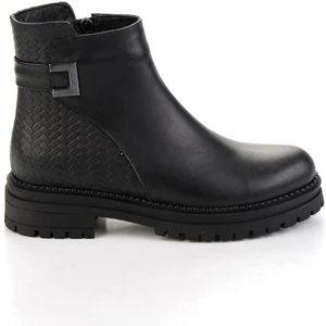 Siyah Siyah Hakiki Deri Kadın Bot & Bootie K02040500003