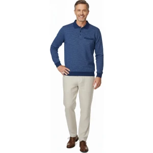 Erkek Kışlık Polo Yaka Kazak Pamuklu Örme Klasik Kırçıllı Selanik Düğmeli Fleto Cepli Rahat