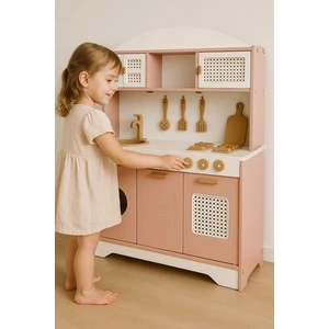 Elizya Ahşap Oyuncak Mutfak 12 Parça Servis Seti ve LED Hediyeli