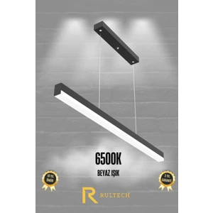 Rultech Magro 120CM ( Siyah Kasa, Beyaz Işık 6500K ) Sarkıt Modern LED Avize, Salon, Mutfak, Masa