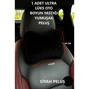 Siyah Peluş 1 Adet Oto Boyun Yastığı – Yumuşak, Şık ve Dayanıklı