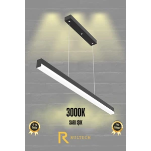 Rultech Magro 120CM ( Siyah Kasa, Gün Işık 3000K ) Sarkıt Modern LED Avize, Salon, Mutfak, Masa