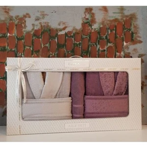 Camellia Happy Aile Bornoz Seti Gri Mürdüm