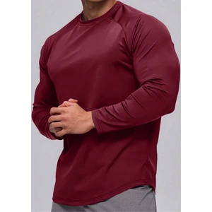 Ghassy Co. Erkek Running Sports Reglan Oval Kesim Uzun Kollu Pamuklu Penye T-Shirt