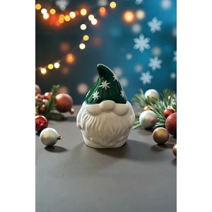 Tesori Tessilli Büyük Cüce Seramik Kurabiye Kavanozu Yılbaşı Temalı Saklama Kabı  Dekoratif, Şık ve Hediye Seçeneği  9X12 cm