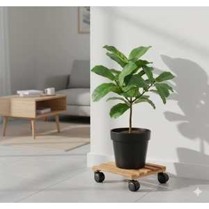 Ahşap Saksı Altlığı Tekerlekli