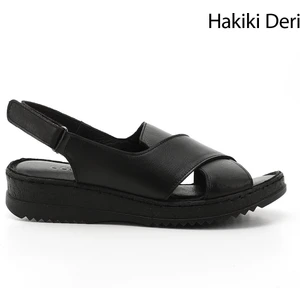 Gön Hakiki Deri Dolgu Taban Sandalet 45836