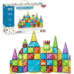 Manyetik Tiles Renkli 75 Parça Manyetik Yapı Magnetic Bloklar