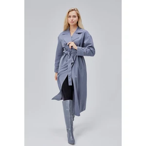 Gri Oversize Rüzgarlık Detaylı Trençkot