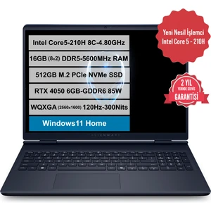 Alienware 16 Aurora Intel Core i5-210H RTX4050-85W 16GB DDR5 RAM 512GB M.2 SSD 16" 2K WQXGA Windows11 Home AC16250