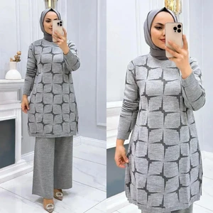 Kaya Butik Takım Yıldız Desenli Simli Triko Pantolonlu Tunik