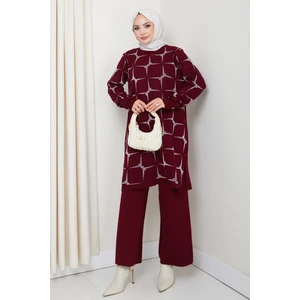 Kaya Butik Takım Yıldız Desenli Simli Triko Pantolonlu Tunik