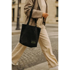 YUNUSOĞLU HOME Çok Amaçlı Premium Tek Çıtlı Life Baskılı Siyah Orta Boy Kanvas El ve Omuz Çantası