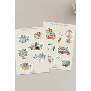 Seyahat Sticker Seti ( Suluboya Efekti ) - 2 Sayfa