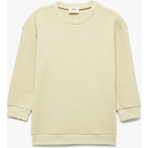 Pamuklu Uzun Kollu Bisiklet Yaka Oversize Basic Sweatshirt