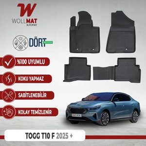 Togg Sedan T10F 2025 ve Sonrası Uyumlu Araca Özel 3D Havuzlu Oto Paspas Seti