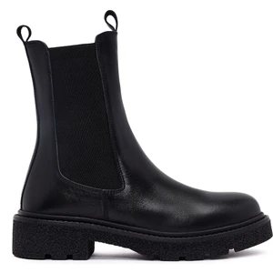 Kadın Siyah Kalın Tabanlı Deri Chelsea Bot 25WFD511618