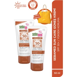 Sun Care SPF 50+Üçlü Yüksek Koruma Güneş Kremi x2 Adet -Plaj Çantası Hediyeli Set