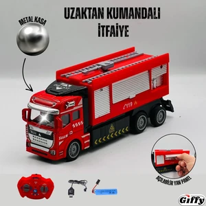 Uzaktan Kumandalı Kamyon ve Itfaiye Aracı Şarjlı Işıklı Metal Kasa Dorse Hareketli Full Fonksiyon Iş Makinesi Rc Araç