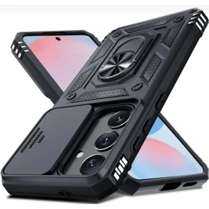 M.TK Moveteck Samsung Galaxy S25 Fe Kılıf Kamera Korumalı Sürgülü Yüzüklü Armor Military Tank Kızaklı Sert Silikon Kapak