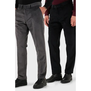 Normal Bel Regular Fit Düz Paça 2'li Paket Kadife Pantolon Erkek Kadife Pantolon 645MERLINS2
