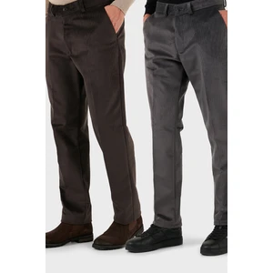 Normal Bel Regular Fit Düz Paça 2'li Paket Kadife Pantolon Erkek Kadife Pantolon 645MERLINS2