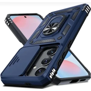 M.TK Moveteck Samsung Galaxy S25 Fe Kılıf Kamera Korumalı Sürgülü Yüzüklü Armor Military Tank Kızaklı Sert Silikon Kapak