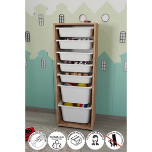 7 Sepetli Dolap Çok Amaçlı Dolap Oyuncak Dolabı Pera Çam