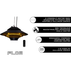 Notus Global Flow IP44 1500W Sarkıt Isıtıcı Dış ve İç Mekan | Uzaktan Kumandalı