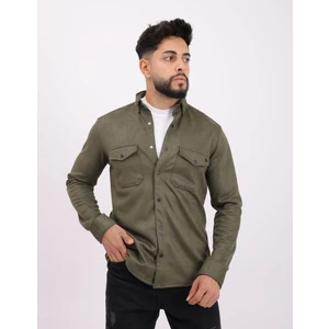 Likralı Scuba Süet Kumaş Uzun Kollu Modern Erkek Gömlek