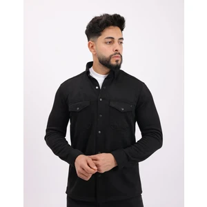 Likralı Scuba Süet Kumaş Uzun Kollu Modern Erkek Gömlek