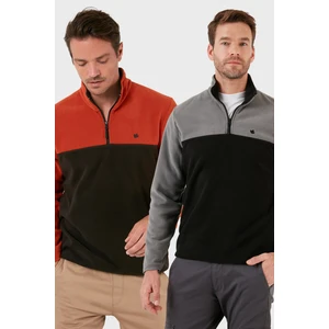 Regular Fit Anti-Pilling Tüylenme Yapmayan Dik Yaka Şardonlu 2'li Paket Polar Erkek Polar 5906016S2