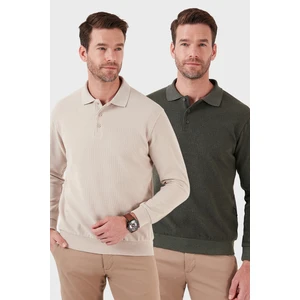 Pamuk Karışımlı Regular Fit 2'li Paket Polo Yaka Kazak Erkek Polo Yaka Kazak 456223S2