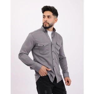 Likralı Scuba Süet Kumaş Uzun Kollu Modern Erkek Gömlek