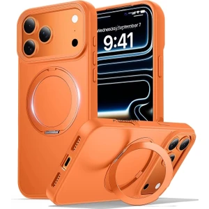 M.TK Moveteck Apple iPhone 17 Pro Max Kılıf Magsafe Halkalı 360 Dönebilen Yüzüklü Standlı Armour Mat Mıknatıslı Kapak