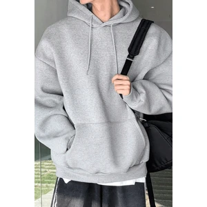 Genius Store Erkek Sweatshirt Kanguru Cepli  Içi Polarlı 3 Iplik Kapüşonlu Oversize sweatshirt Kanguru-Sweatshırt