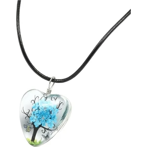 El Yapımı, Kurutulmuş Çiçekli Kalp Tasarım Epoksi Hayat Ağacı Kolye