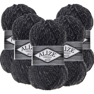 Süperlana Maxi Yünlü Örgü Iplği/kalın Chunky Iplik/el Örgü İPI/ 800 Koyu Gri Melanj