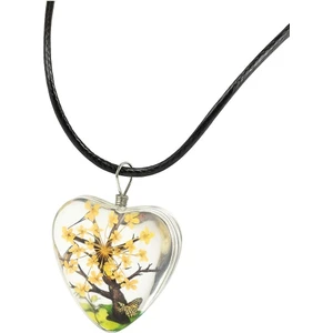 El Yapımı, Kurutulmuş Çiçekli Kalp Tasarım Epoksi Hayat Ağacı Kolye