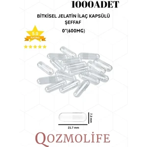 orta boy şeffaf bitkisel jelatin boş  kapsülü helal sertifikalı 0"600mg (1000 adet)