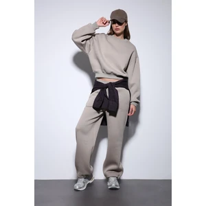 Açık Vizon Basic Kadın Sweatshirt