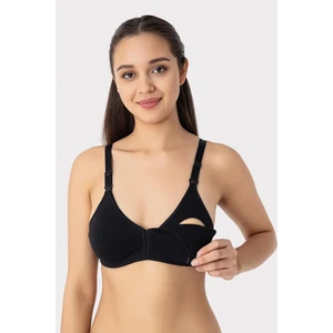 Kadın Siyah Pamuklu Balensiz Kapsız Emzirme Sütyeni