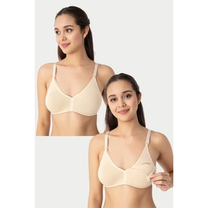 2'li Ten Kadın Balensiz Kapsız Emzirme Sütyeni Pamuklu Likralı Esnek Ve Yumuşak Kumaş