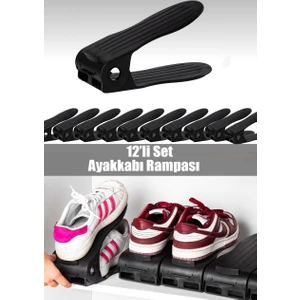 Home 12 Li Ayakkabı Rampası Ayakkabı Düzenleyici Dolap Içi Organizer - Siyah