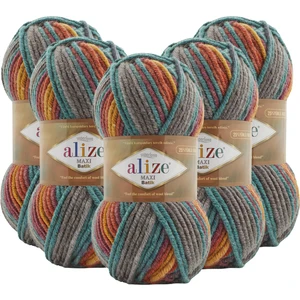 Süperlana Maxi Yünlü Örgü Iplği/kalın Chunky Iplik/batik/el Örgü İPI/7830