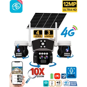 O-Kam 9095 12MP 10X Zoom 4 Lens 3 Ekran UltraHD 4G Solar Akıllı Güvenlik Kamerası