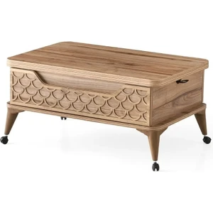 Mutlu Alışveriş Merkezi Akıllı Sehpa Sihirli Sehpa 5 Kademeli Fonksiyonel Orta Sehpa Açılabilir Sehpa Tekerlekli MASA1299 60X90