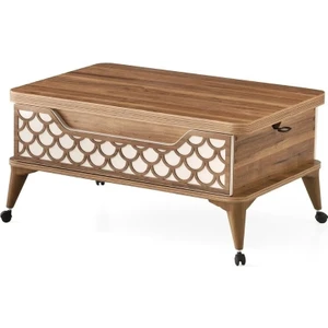 Mutlu Alışveriş Merkezi Akıllı Sehpa Sihirli Sehpa 5 Kademeli Fonksiyonel Orta Sehpa Açılabilir Sehpa Tekerlekli MASA1299 60X90