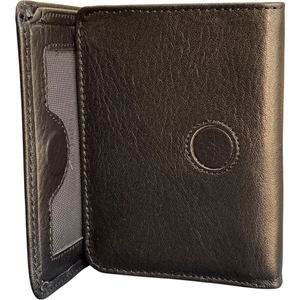 Üçe Katlamalı Model Mıknatıslı Hakiki Deri Erkek Cüzdan - Siyah